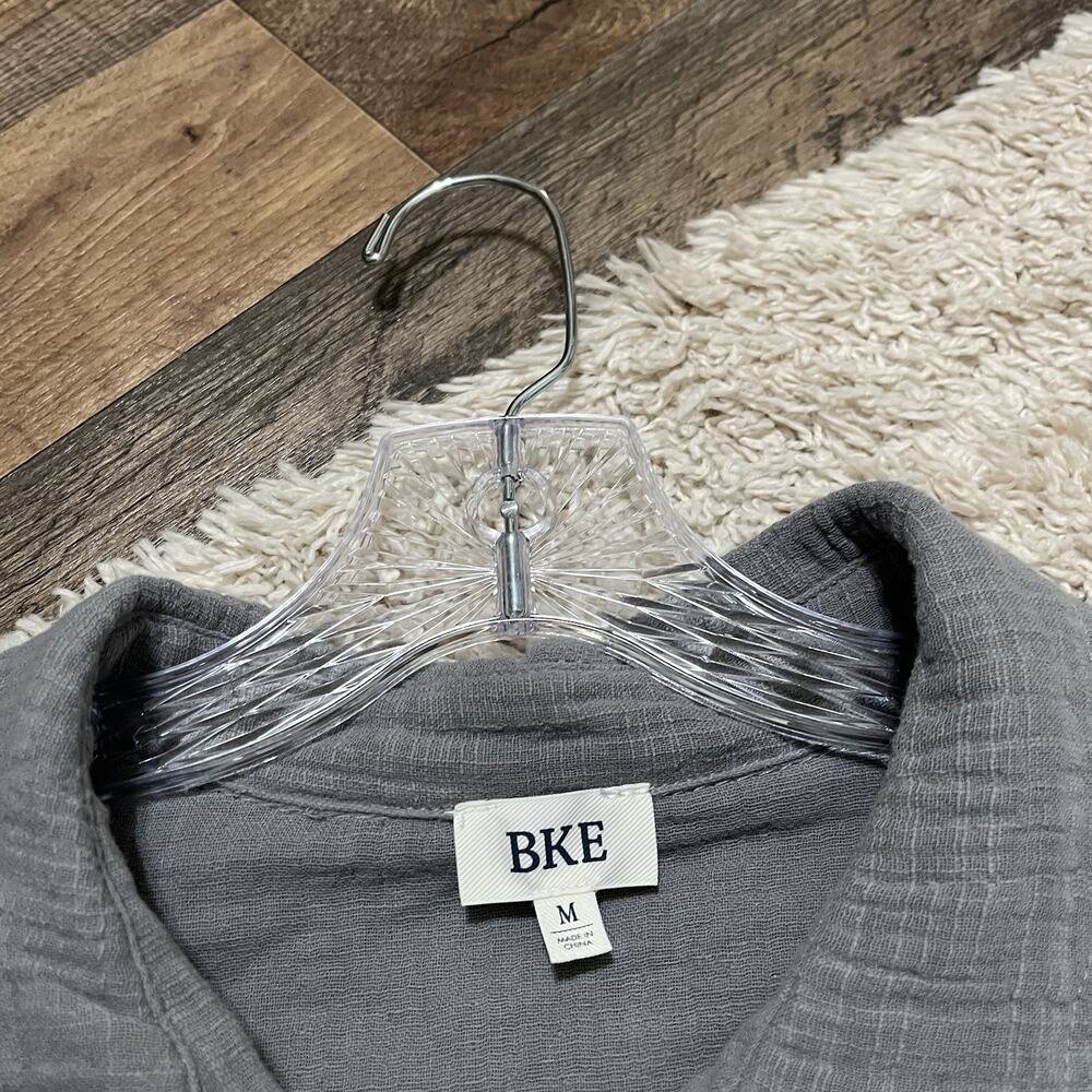 Buckle BKE Size Medium Oversized Gray Raw Edge Distressed Woven Pieced Top - Picture 5 of 7